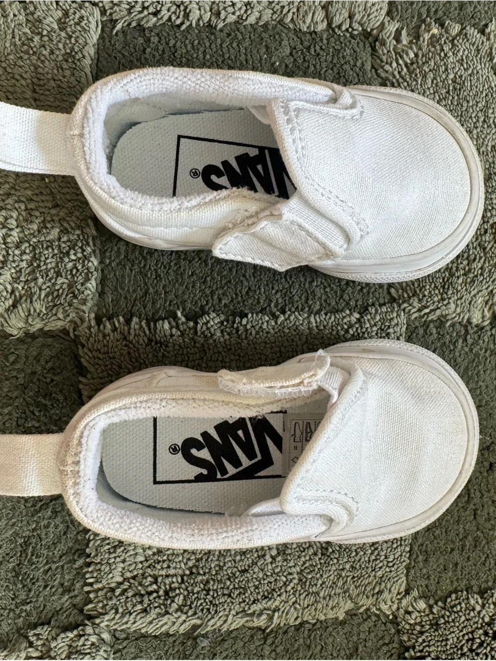 Vans Kids White Slip-On Canvas Sneakers